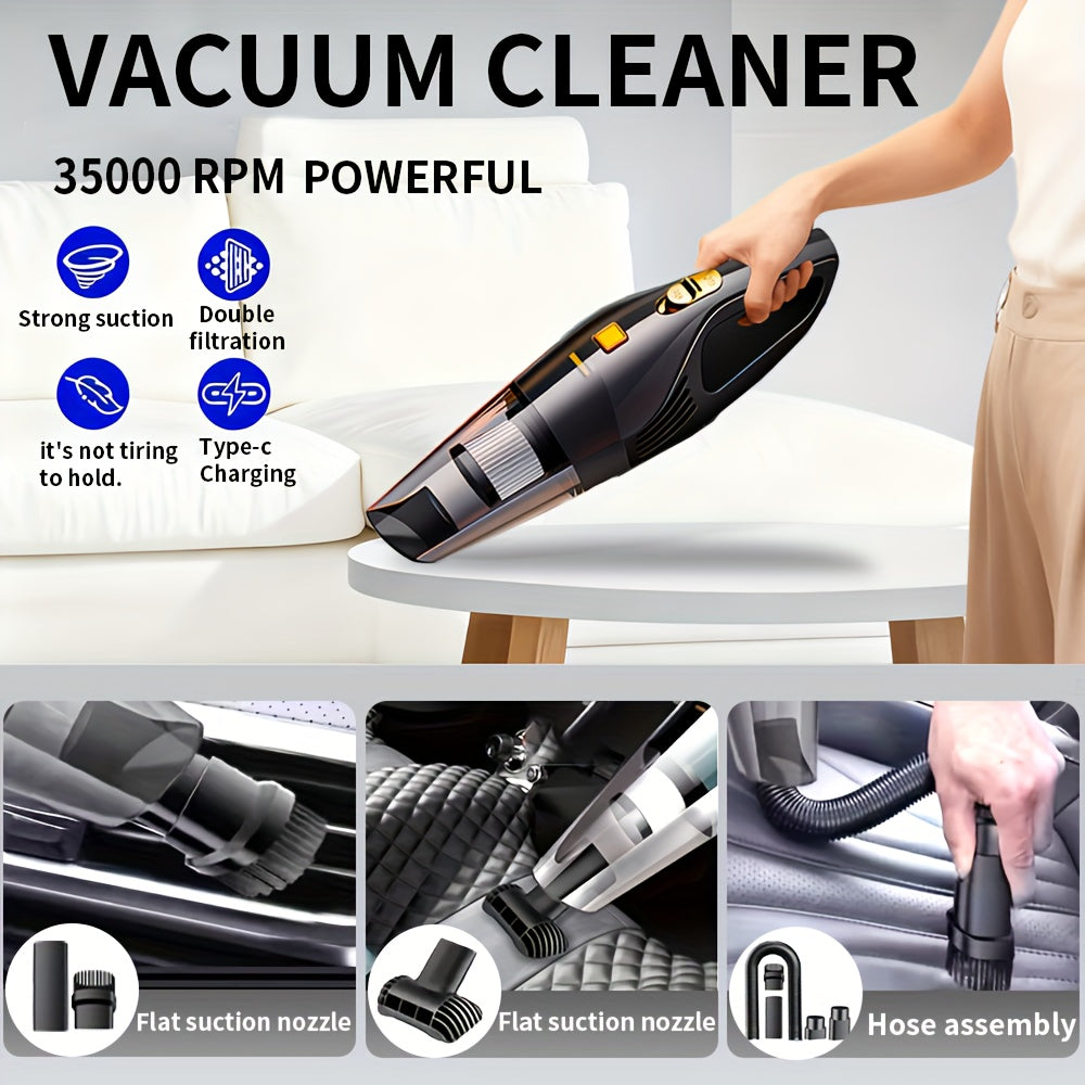 Car Vacuum Cleaner Handheld Vacuum Cleaner with 6000PA Super Strong Suction 1800mAh Large Capacity Low Noise with Five Matching Accessories for Car Interior Care Home And Pet Cleaning Ideal Accessory for your Tesla