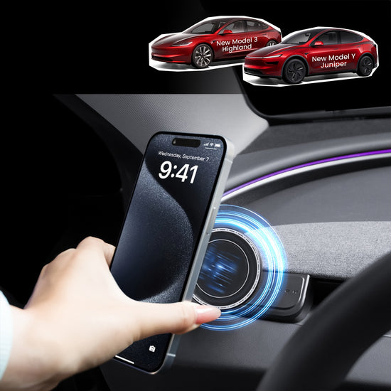 Car Magnetic Phone Mount Only for LeftHand Drive for Tesla for Model 3 Highland and Model Y Juniper with Launch Edition Logo