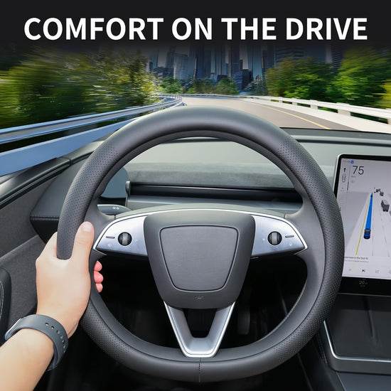 Nappa Leather Steering Wheel Protective Cover Breathable Design for Tesla Model 3Y and Model 3 Highland  Model Y Juniper
