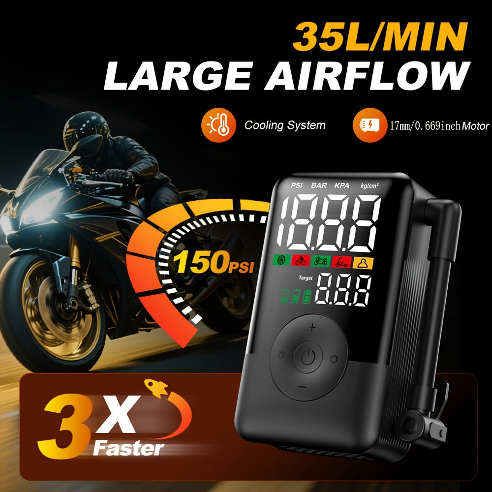 Portable Air Pump Compressor Fast Inflator with Light for Tyres Ideal Emergencies and Just Keeping your tyres at the right PSI