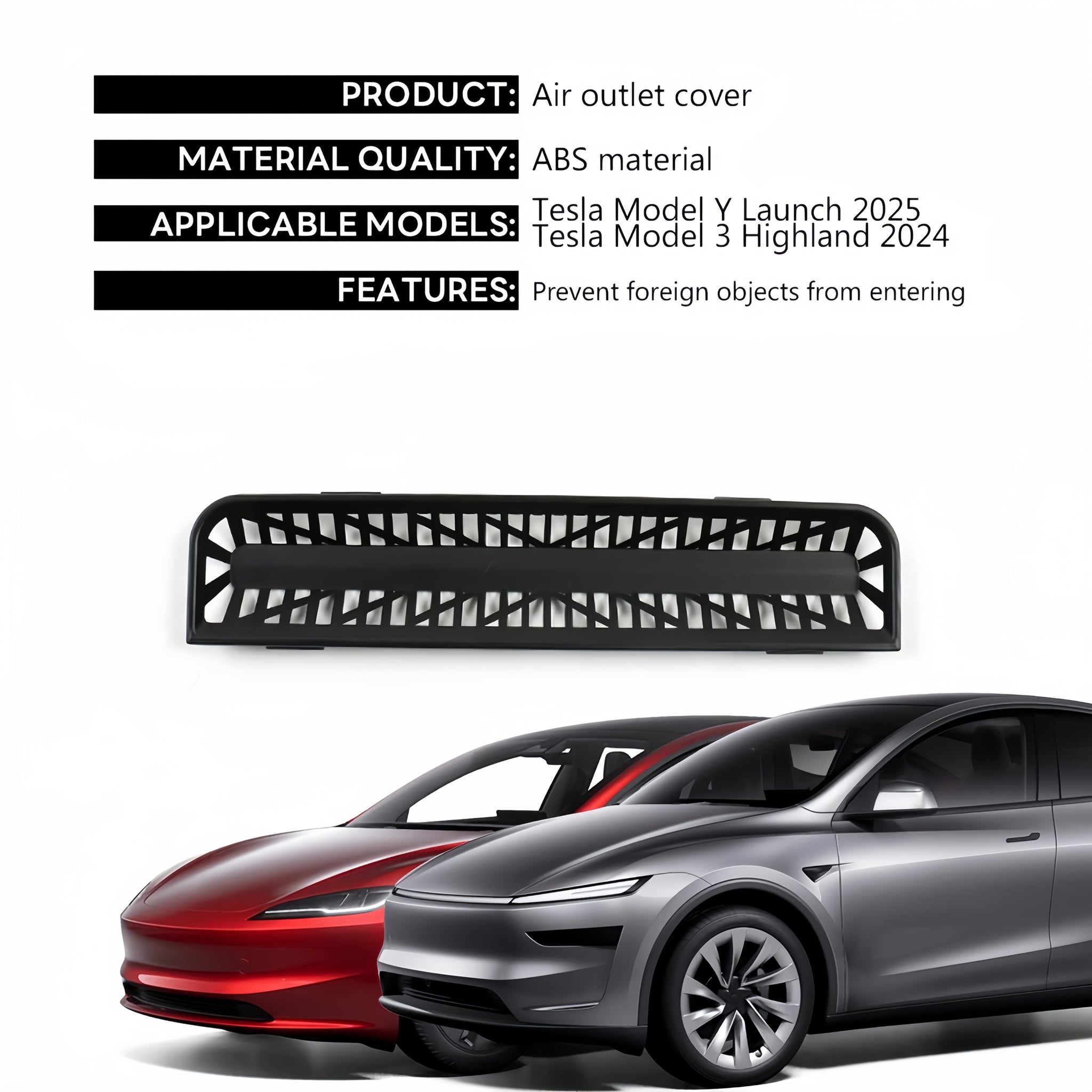 Suitable for Tesla Model Y Juniper 2025Model Y Standard Model3 2024 Under Seat Air Conditioner Vent Protective Cover Rear Row Center Console Air Conditioner Vent Protective Cover Easy to Install And Can Effectively Block Debris And Small Items