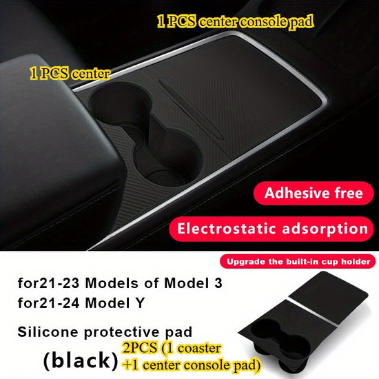 Tesla Model 3  Y Silicone Center Console Wrap  Cup Holder Kit in Black  Easy Installation in Seconds