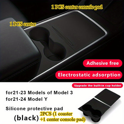 Tesla Model 3  Y Silicone Center Console Wrap  Cup Holder Kit in Black  Easy Installation in Seconds
