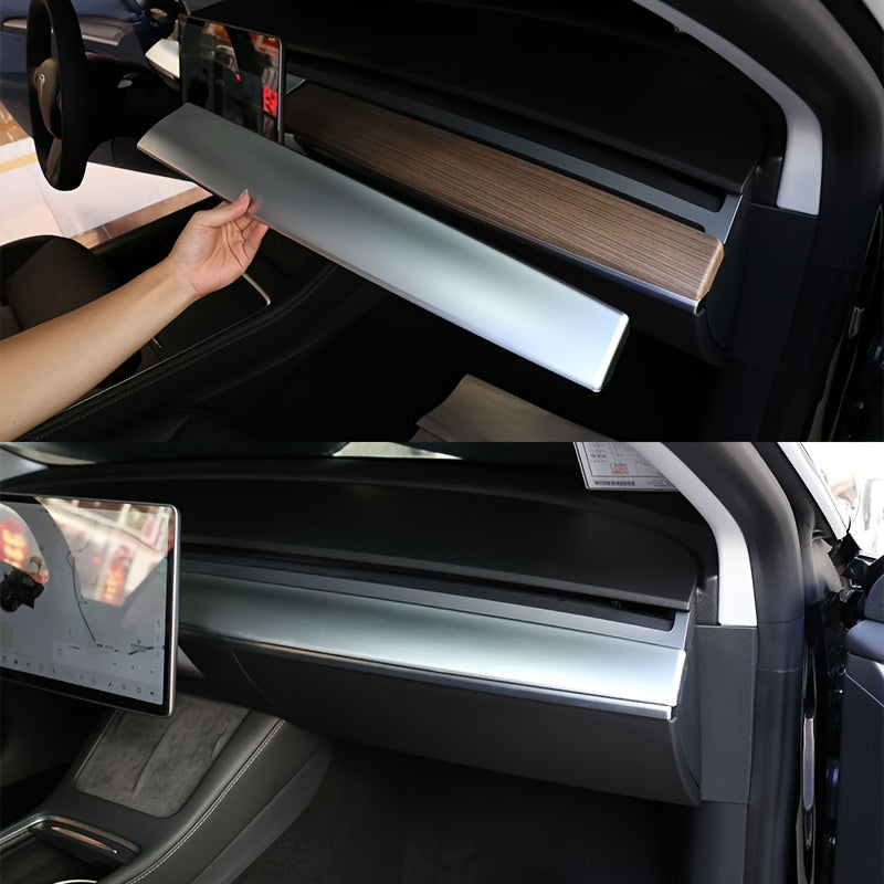 Tesla Model 3 Y SILVER  CHROME Dashboard Decorative Cover  Premium Interior Upgrade