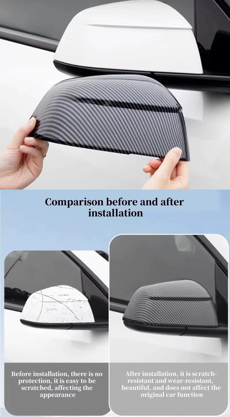 Side Rearview Protective Mirror Covers for Tesla Model 3 / Y & Model 3 Highland and Model Y Juniper - TESLARY Tesla Shop Accessories Europe Nederlands Dublin Cork Ireland Deutschland Espana Alicante France Italia