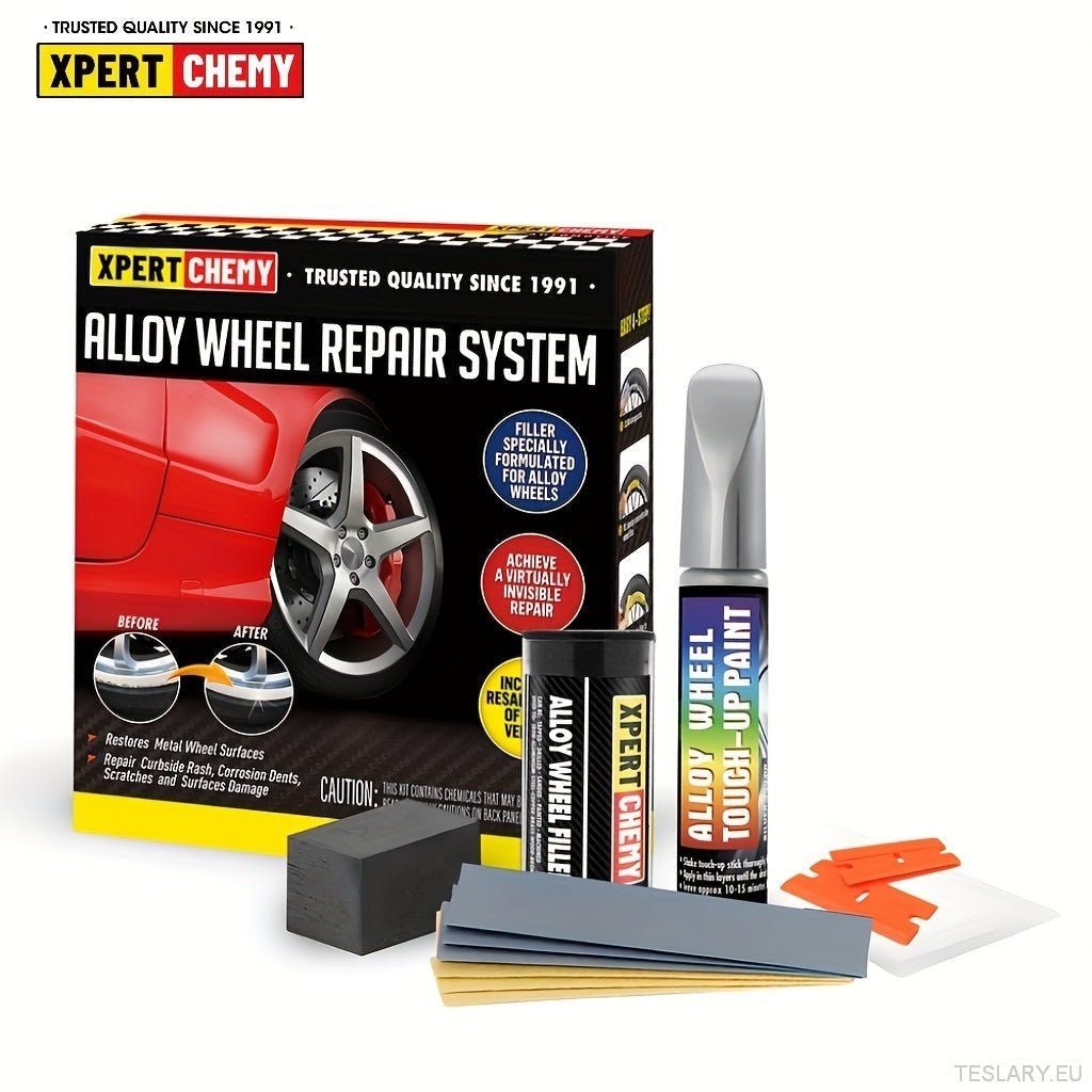 Silver Alloy Wheel Scratch Repair & Restore Kit - TESLARY Tesla Shop Accessories Europe Nederlands Dublin Cork Ireland Deutschland Espana Alicante France Italia