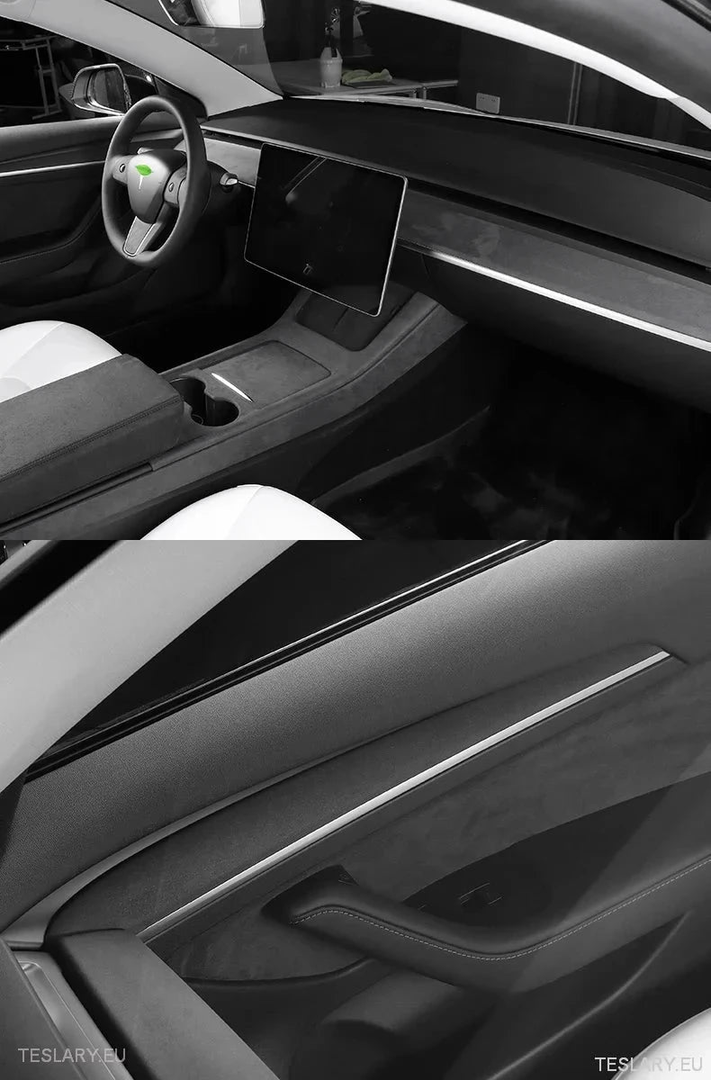 Suede Dashboard Cover with Door Panel Inserts for Tesla 3/Y - TESLARY Tesla Shop Accessories Europe Nederlands Ireland Deutschland Espana Alicante France Italia