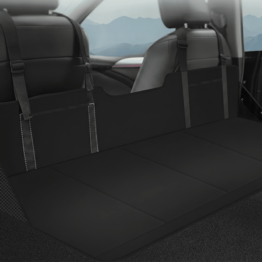 SUV Camping Bed Seat Extension Headboard & Support for Comfortable Sleep in your Tesla Model Y- Buy from Europes TESLARY.EU