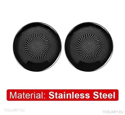 Tesla 3/Y Interior Front Circular Speaker Cover Silver ( PAIR ) - TESLARY Tesla Shop Accessories Europe Nederlands Dublin Cork Ireland Deutschland Espana Alicante France Italia