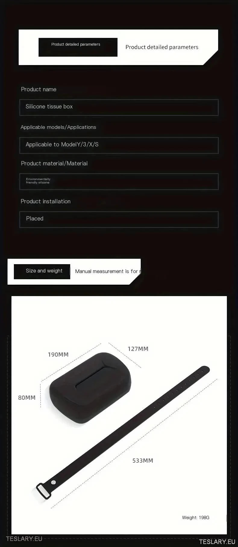 Tesla 3/Y/X/S Silicone Tissue Holder with Adjustable Strap - TESLARY Tesla Shop Accessories Europe Nederlands Dublin Cork Ireland Deutschland Espana Alicante France Italia