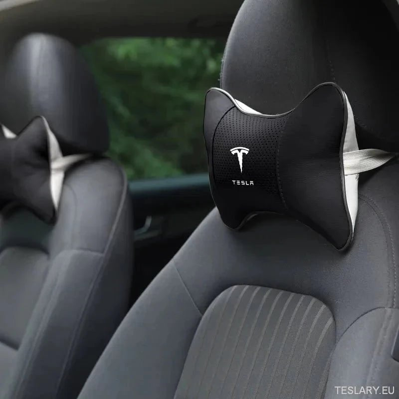 Tesla Car Seat Headrest Pillow - Premium Neck Support Cushion - TESLARY Tesla Shop Accessories Europe Nederlands Dublin Cork Ireland Deutschland Espana Alicante France Italia
