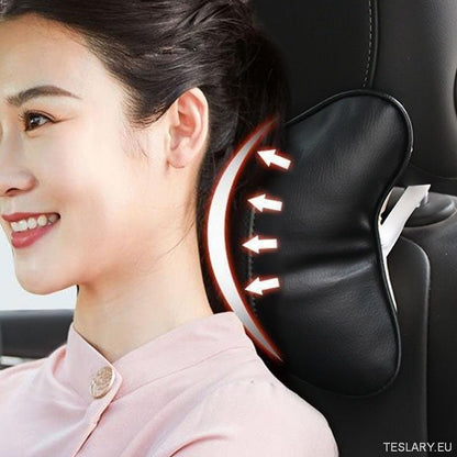 Tesla Car Seat Headrest Pillow - Premium Neck Support Cushion - TESLARY Tesla Shop Accessories Europe Nederlands Ireland Deutschland Espana Alicante France Italia