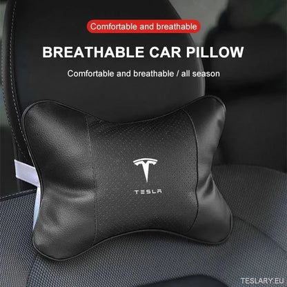 Tesla Car Seat Headrest Pillow - Premium Neck Support Cushion - TESLARY Tesla Shop Accessories Europe Nederlands Dublin Cork Ireland Deutschland Espana Alicante France Italia