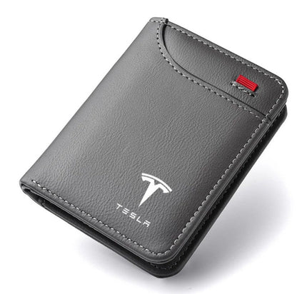 Tesla Luxury Soft Wallet Leather Mini Credit Card Portable Small Wallet For All Tesla Owners - TESLARY Tesla Shop Accessories Europe Nederlands Dublin Cork Ireland Deutschland Espana Alicante France Italia
