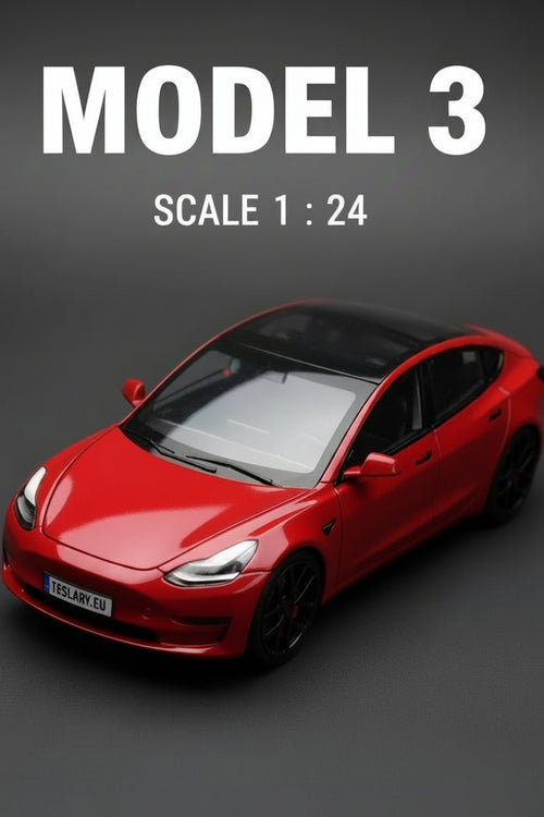 Tesla 3 Model Car 1:24 Diecast Model Car -TESLARY.IE Tesla Shop Europe
