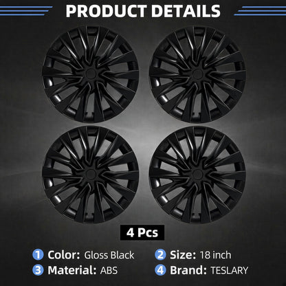 TESLA MODEL 3 HIGHLAND 18 INCH WHEEL COVERS UBER NOVA PERFORMANCE STYLE GLOSS BLACK FREE DELIVERY WITH FEDEX ACROSS EUROPE FROM IRELAND AND EUROPES TESLARY.EU THE TESLA ACCESSORIES SPECIALISTS