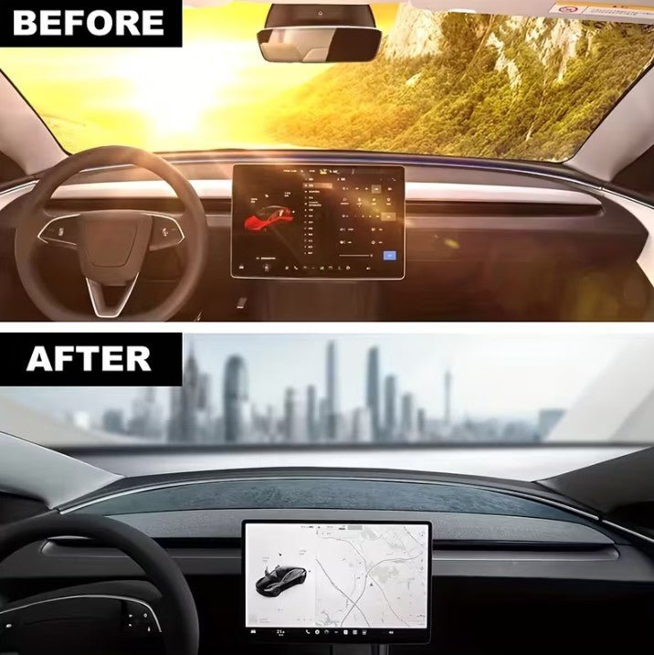 Tesla Model 3+ Highland Anti Glare Dash Cover Mat with Logo - TESLARY Buy Tesla Shop Accessories Europe Nederlands Dublin Cork Ireland Deutschland Espana Iceland Finland France Italia