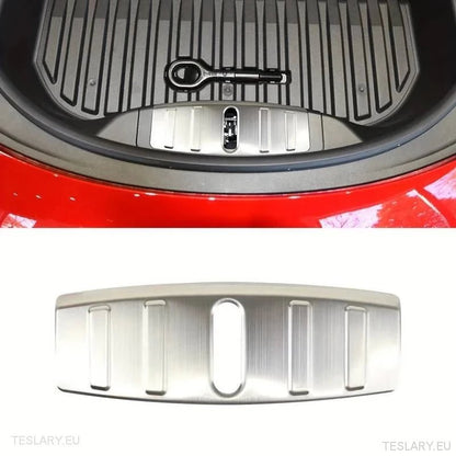 Tesla Model 3 Stainless Steel Trunk Lock Protector - TESLARY Tesla Shop Accessories Europe Nederlands Ireland Deutschland Espana Alicante France Italia