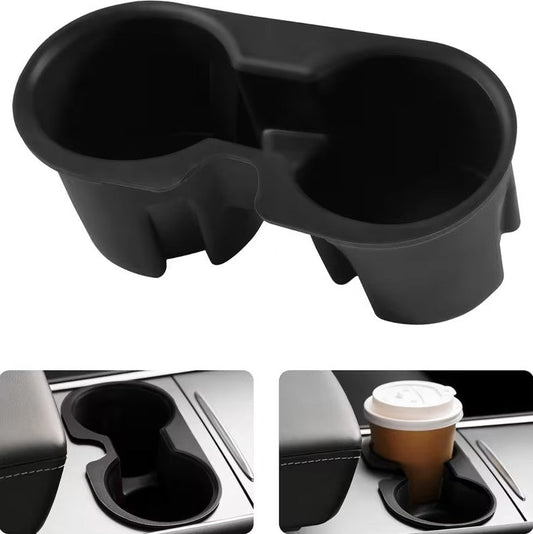 Tesla Model 3 / Y Black Soft Plastic Centre Console Cup Inserts - TESLARY Tesla Shop Accessories Europe Nederlands Dublin Cork Ireland Deutschland Espana Alicante France Italia
