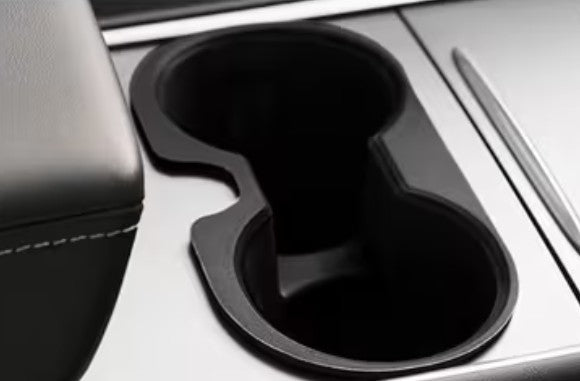 Tesla Model 3 / Y Black Soft Plastic Centre Console Cup Inserts - TESLARY Tesla Shop Accessories Europe Nederlands Dublin Cork Ireland Deutschland Espana Alicante France Italia