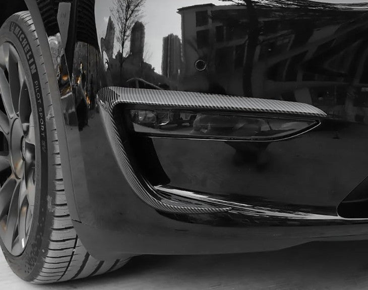 Tesla Model 3 / Y Fog Lights Wind Splitter In Carbon Black Matte and Gloss - TESLARY Tesla Shop Accessories Europe Nederlands Dublin Cork Ireland Deutschland Espana Alicante France Italia