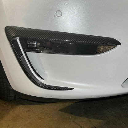 Tesla Model 3 / Y Fog Lights Wind Splitter In Carbon Black Matte and Gloss - TESLARY Tesla Shop Accessories Europe Nederlands Dublin Cork Ireland Deutschland Espana Alicante France Italia