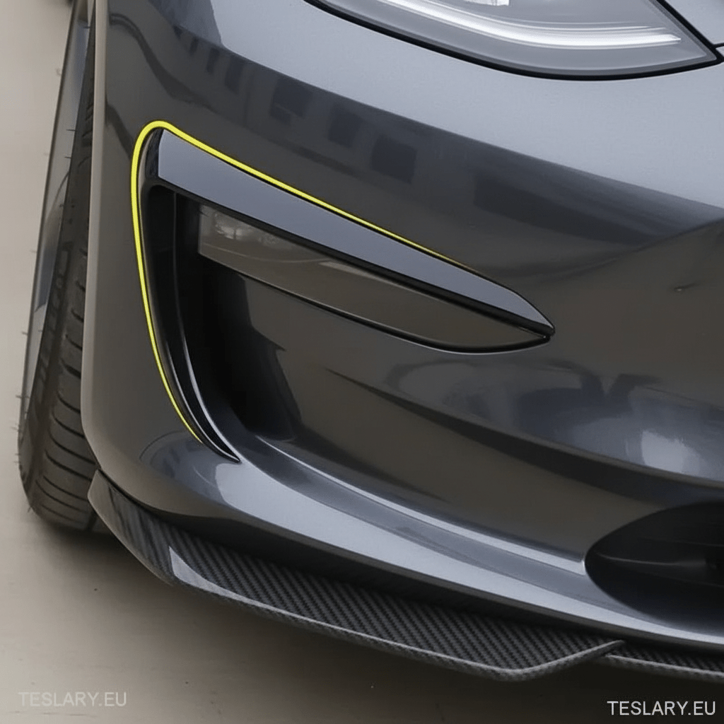 Tesla Model 3 / Y Fog Lights Wind Splitter In Carbon Black Matte and Gloss - TESLARY Tesla Shop Accessories Europe Nederlands Dublin Cork Ireland Deutschland Espana Alicante France Italia