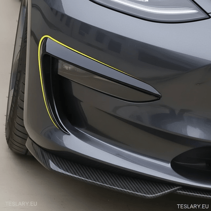 Tesla Model 3 / Y Fog Lights Wind Splitter In Carbon Black Matte and Gloss - TESLARY Tesla Shop Accessories Europe Nederlands Dublin Cork Ireland Deutschland Espana Alicante France Italia