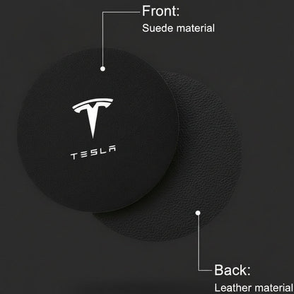 Tesla Model 3 Y S X Black Leather Centre Console Cup Inserts with Logo - TESLARY Tesla Shop Accessories Europe Nederlands Dublin Cork Ireland Deutschland Espana Alicante France Italia