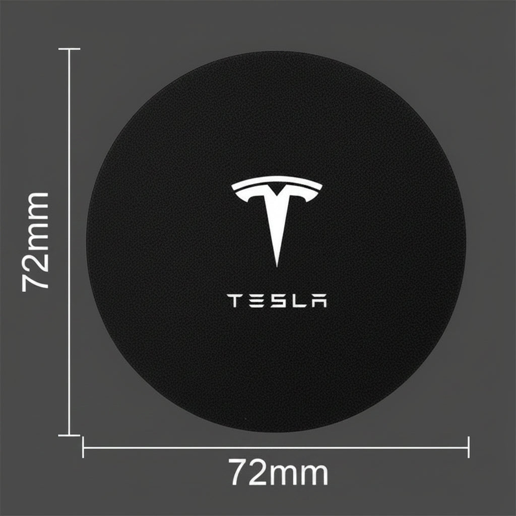 Tesla Model 3 Y S X Black Leather Centre Console Cup Inserts with Logo - TESLARY Tesla Shop Accessories Europe Nederlands Dublin Cork Ireland Deutschland Espana Alicante France Italia
