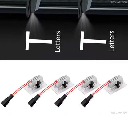 Tesla Model 3 / Y / S / X Door Projector Lights Plaid & Logo Style - TESLARY Tesla Shop Accessories Europe Nederlands Dublin Cork Ireland Deutschland Espana Alicante France Italia