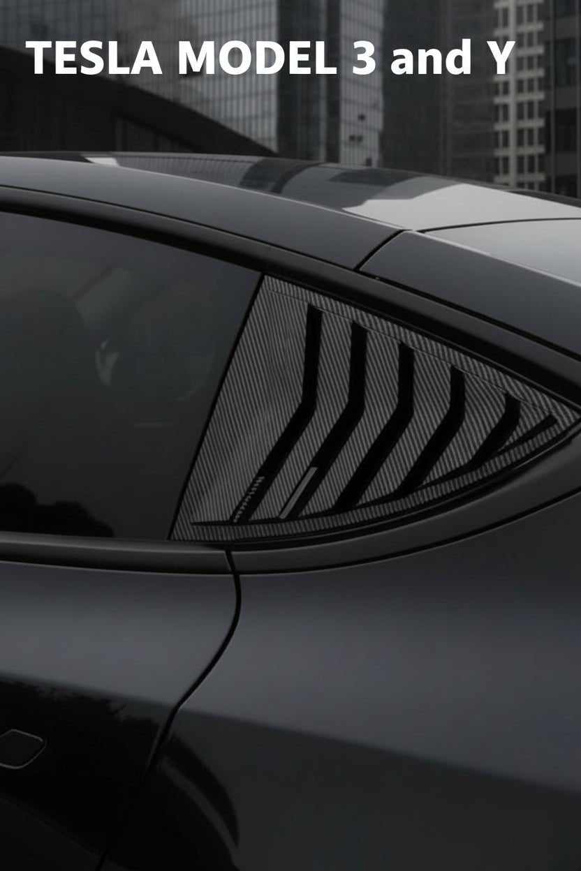 Tesla Model 3 Window Louver Sports Panels for Side Carbon Black or Black Matte or Gloss Buy from Europes TESLARY.EU