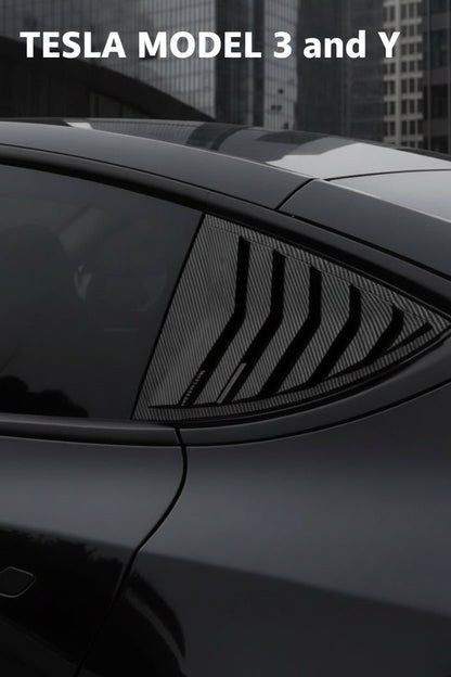 Tesla Model 3 Window Louver Sports Panels for Side Carbon Black or Black Matte or Gloss Buy from Europes TESLARY.EU