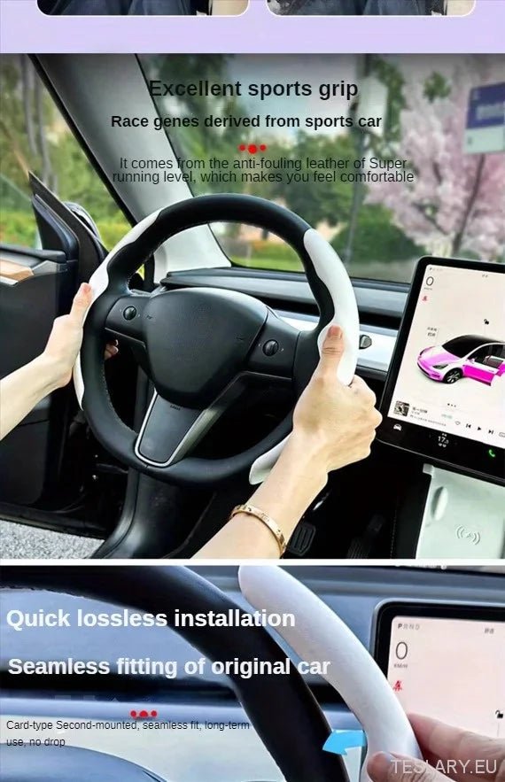 Tesla Model 3 / YUltra - Thin Steering Wheel Cover - TESLARY Tesla Shop Accessories Europe Nederlands Dublin Cork Ireland Deutschland Espana Alicante France Italia