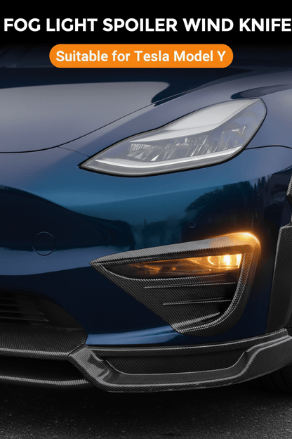 Tesla Model Y Front Fog Light Wind Splitter in Matte Black , Carbon & Gloss Black - TESLARY Tesla Shop Accessories Europe Nederlands Dublin Cork Ireland Deutschland Espana Alicante France Italia