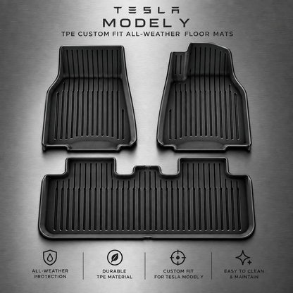 Tesla Model Y+ Juniper 2025 Onwards TPE Custom Fit All Weather Floor Mats ( Right Hand Drive ) - TESLARY Buy Tesla Shop Accessories Europe Nederlands Dublin Cork Ireland Deutschland Espana Iceland Finland France Italia