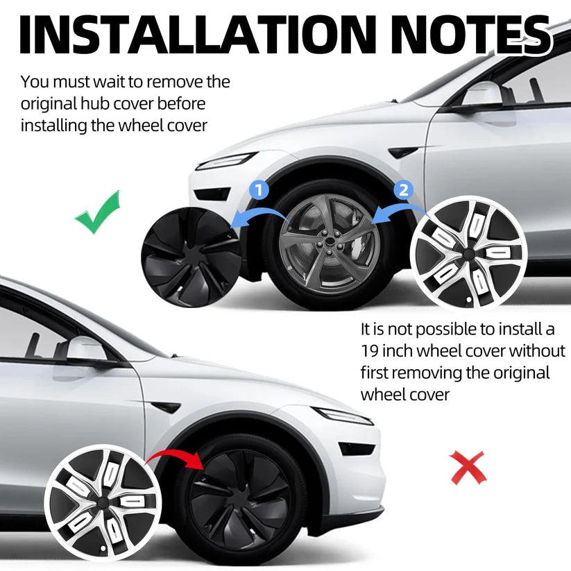 Tesla Model Y+ Juniper Arachnid Style Black & Silver 19" Wheel Covers - TESLARY Buy Tesla Shop Accessories Europe Nederlands Dublin Cork Ireland Deutschland Espana Iceland Finland France Italia
