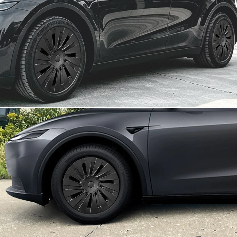 Close-up of a black car's wheel and side profile on a concrete surface.TESLA_MODEL_Y_18_INCH_RWD_STANDARD_WHEEL_COVERS_2026_BUY_FROM_IRELAND_AND_EUROPES_TESLARY.EU_WITH_FREE_DELIVERY_ACROSS_EUROPE_WITH_FEDEX_TESLARY.EU_TESLARY.IE_TESLARY.FI_TESLARY.PT_TESLARY.IT
