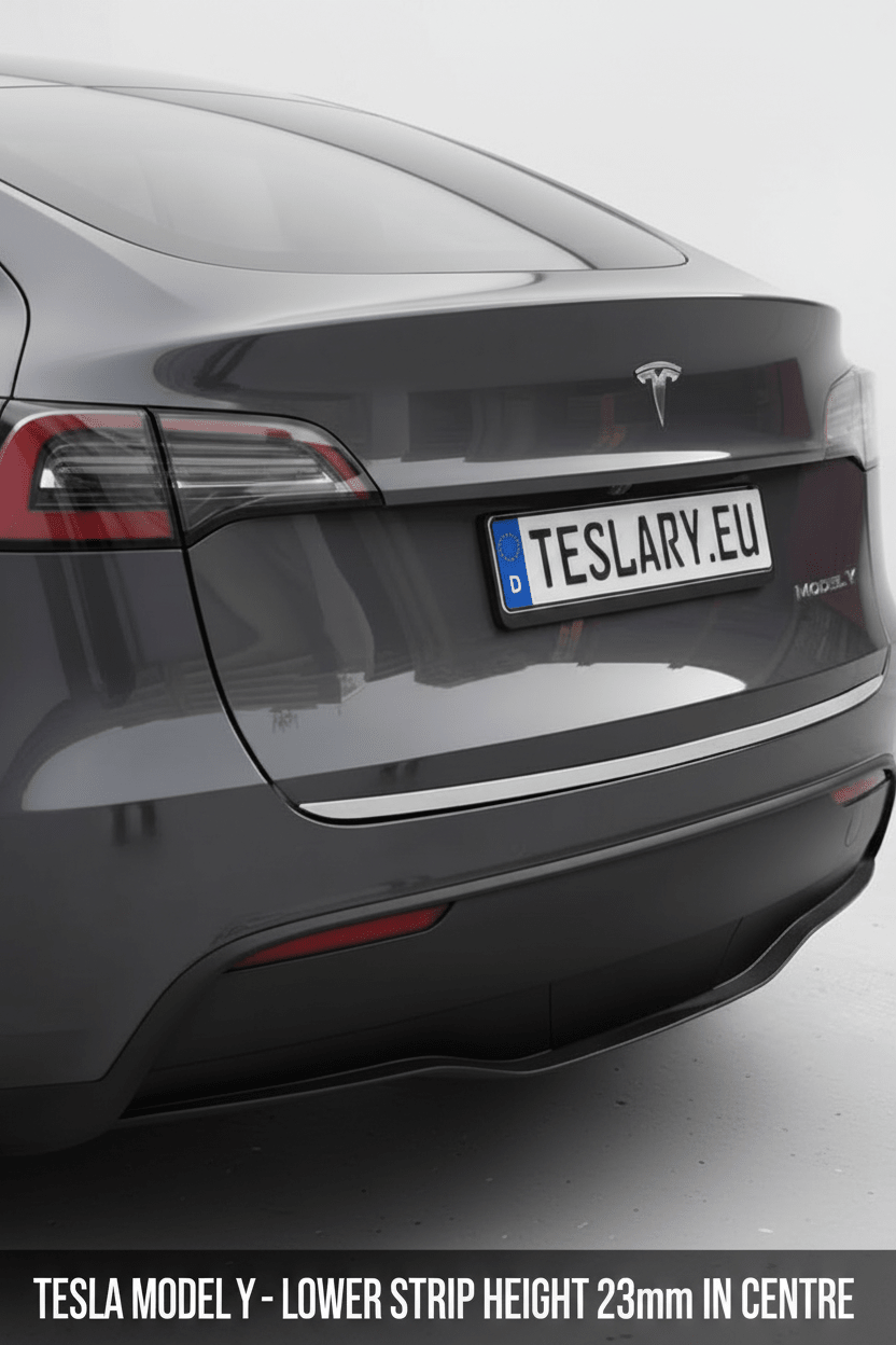 Tesla Model Y Trunk Chrome Protective Strips - TESLARY Tesla Shop Accessories Europe Nederlands Dublin Cork Ireland Deutschland Espana Alicante France Italia