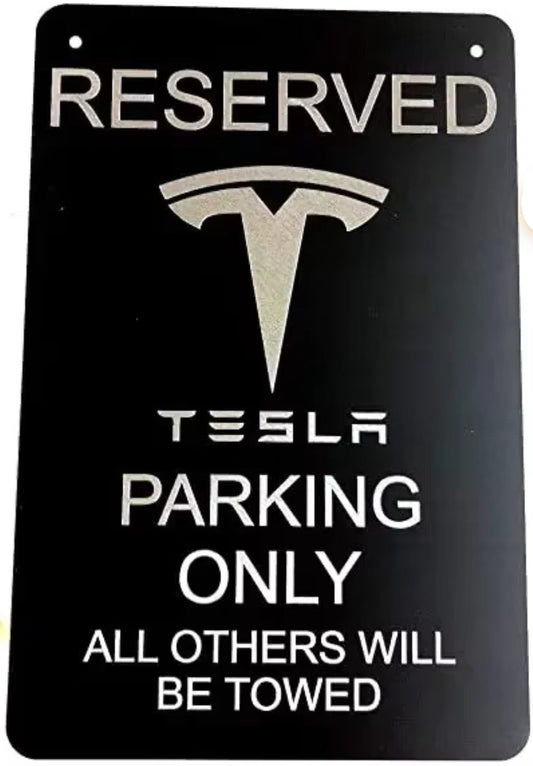 Tesla Only Reserved Parking Sign Others Towed Red White Minimalist Metal Sign - TESLARY Tesla Shop Accessories Europe Nederlands Dublin Cork Ireland Deutschland Espana Alicante France Italia