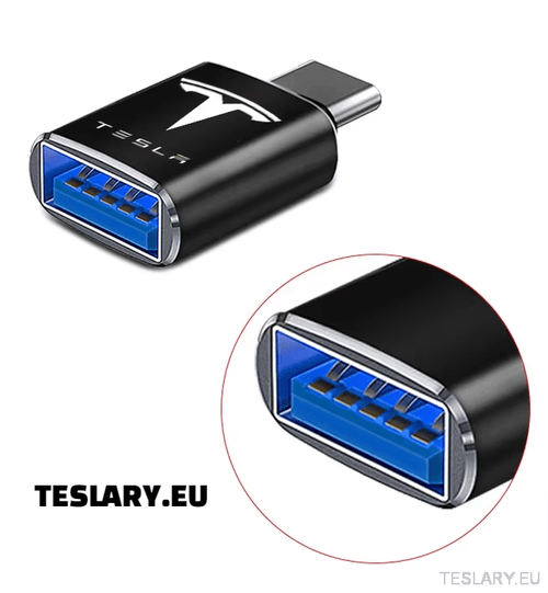 Tesla USB TYPE C to USB Adapter for Model 3 Y S X LOGO - TESLARY Tesla Shop Accessories Europe Nederlands Dublin Cork Ireland Deutschland Espana Alicante France Italia