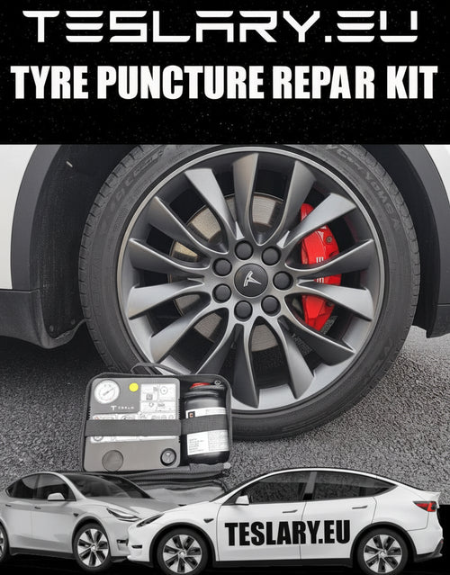 Tyre Puncture Repair Kit with Compressor and Storage Bag - TESLARY Tesla Shop Accessories Europe Nederlands Ireland Deutschland Espana Alicante France Italia
