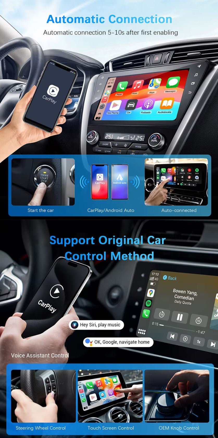 Wireless CarPlay Android Auto Smart Dongle for All Cars - TESLARY Tesla Shop Accessories Europe Nederlands Dublin Cork Ireland Deutschland Espana Alicante France Italia